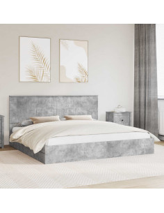 Letto con Contenitore con testiera Grigio cemento 200 x 200 cm