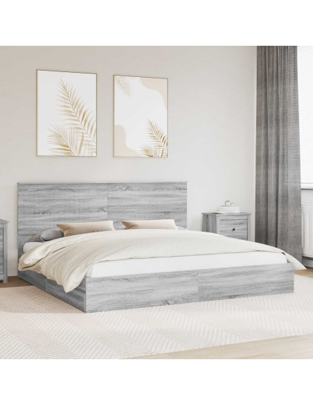 Letto con Contenitore con testiera Grigio Sonoma 200 x 200 cm
