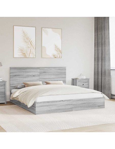 Letto con Contenitore con testiera Grigio Sonoma 180 x 200 cm