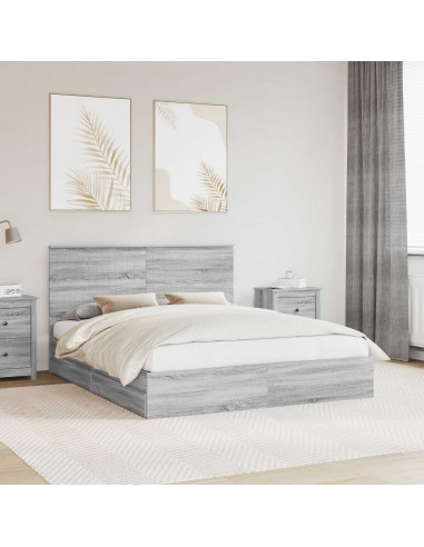 Letto con Contenitore con testiera Grigio Sonoma 160 x 200 cm
