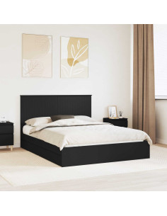 Letto con Contenitore Nero 150 x 200 cm Legno multistrato