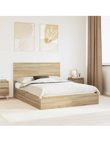 Letto con Contenitore con testiera Rovere Sonoma 150 x 200 cm