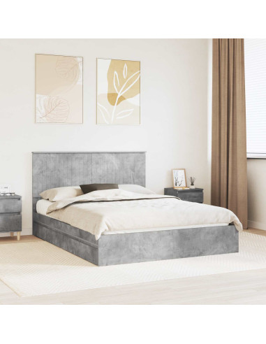 Letto con Contenitore con testiera Grigio cemento 150 x 200 cm