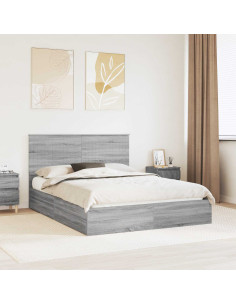 Letto con Contenitore con testiera Grigio Sonoma 150 x 200 cm