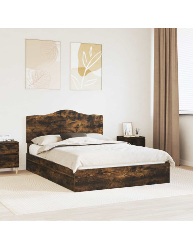 Letto con Contenitore con testiera Rovere fumé 160 x 200 cm