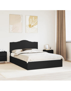 Letto con Contenitore Nero 150 x 200 cm Legno multistrato
