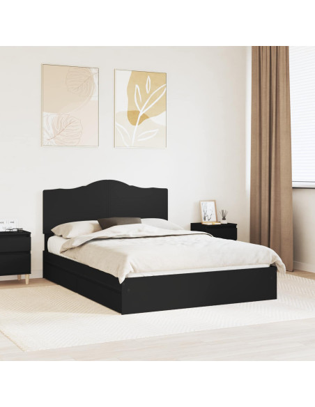 Letto con Contenitore Nero 150 x 200 cm Legno multistrato