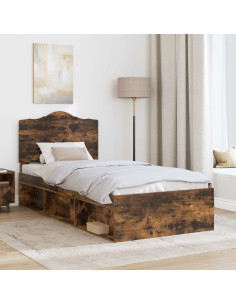 Struttura del letto Rovere fumé 75 x 190 cm Pino massello