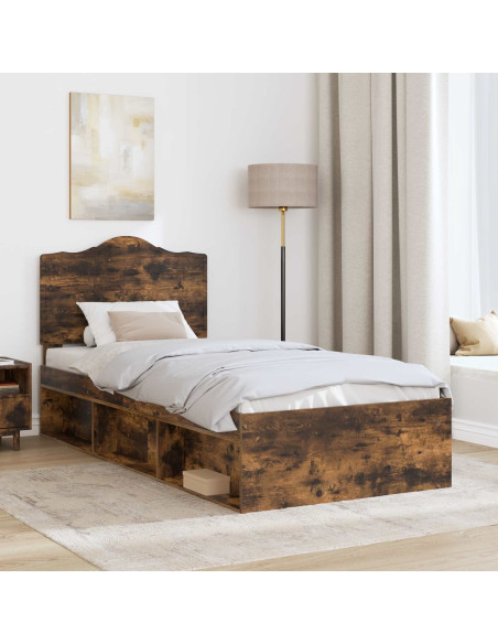 Struttura del letto Rovere fumé 75 x 190 cm Pino massello