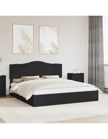Letto con Contenitore Nero 200 x 200 cm Legno multistrato