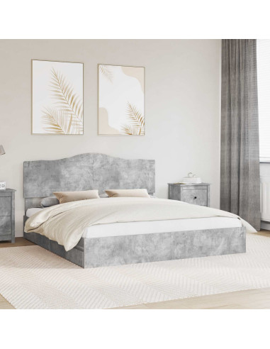 Letto con Contenitore con testiera Grigio cemento 180 x 200 cm