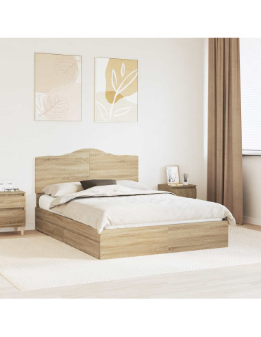 Letto con Contenitore con testiera Rovere Sonoma 160 x 200 cm