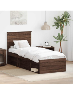 Struttura del letto Rovere Marrone 75 x 190 cm Pino massello