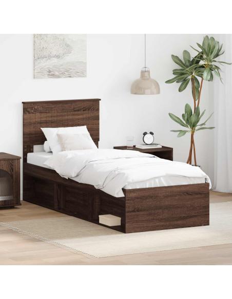 Struttura del letto Rovere Marrone 75 x 190 cm Pino massello