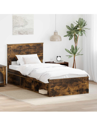 Struttura del letto Rovere fumé 90 x 200 cm Pino massello