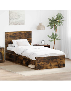 Struttura del letto Rovere fumé 90 x 190 cm Pino massello