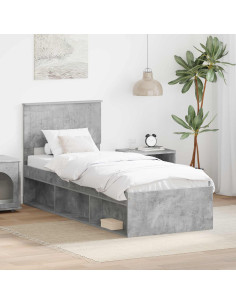 Struttura del letto Grigio Concretè 75 x 190 cm Pino massello