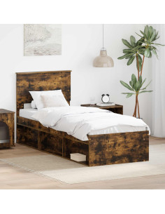 Struttura del letto Rovere fumé 75 x 190 cm Pino massello