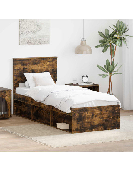 Struttura del letto Rovere fumé 75 x 190 cm Pino massello