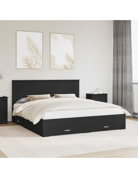 Struttura del letto con testiera Nero e Argento 200 x 200 cm