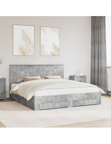 Struttura del letto con testiera Grigio cemento 200 x 200 cm