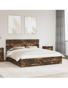 Struttura del letto Rovere fumé 200 x 200 cm Legno multistrato