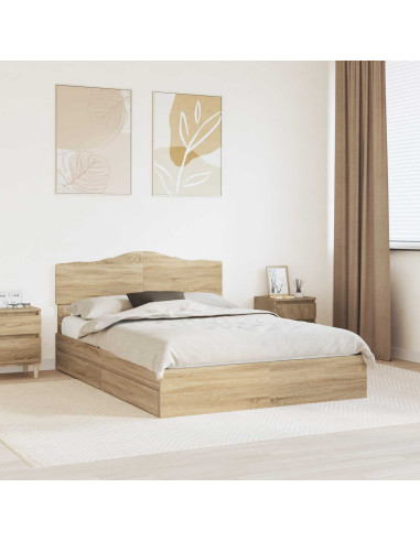 Letto con Contenitore con testiera Rovere Sonoma 140 x 190 cm