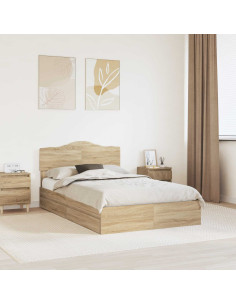 Letto con Contenitore con testiera Rovere Sonoma 135 x 190 cm