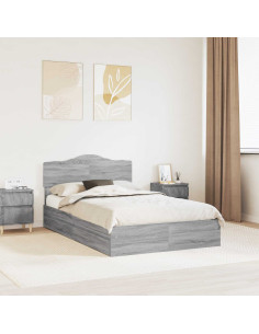 Letto con Contenitore con testiera Grigio Sonoma 135 x 190 cm