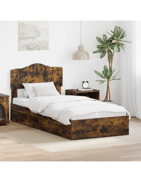 Letto con Contenitore Rovere fumé 90 x 200 cm Legno multistrato