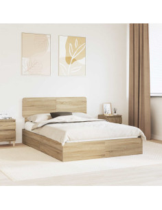Letto con Contenitore con testiera Rovere Sonoma 150 x 200 cm