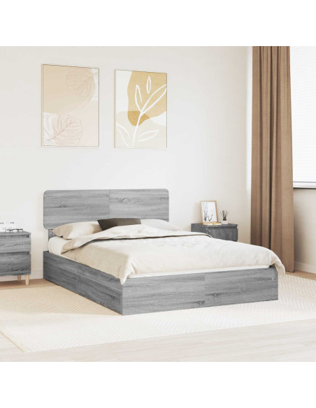 Letto con Contenitore con testiera Grigio Sonoma 140 x 200 cm