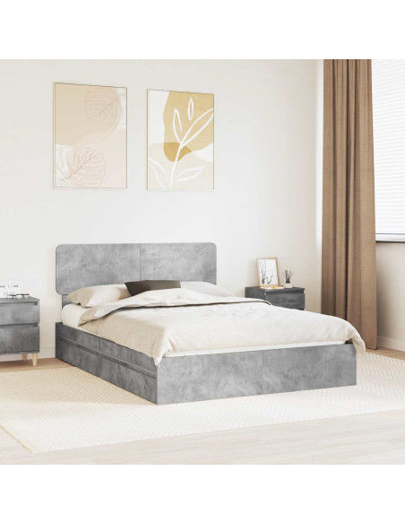 Letto con Contenitore con testiera Grigio cemento 140 x 190 cm