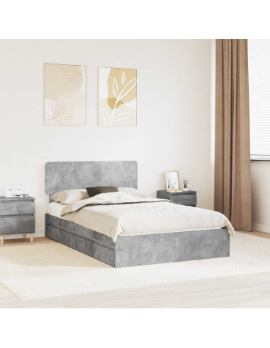 Letto con Contenitore con testiera Grigio cemento 135 x 190 cm