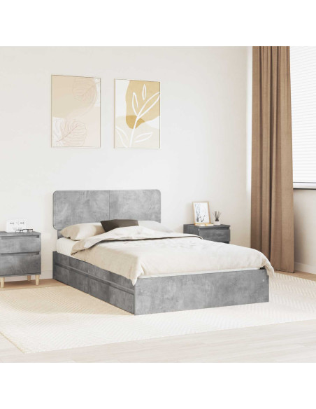 Letto con Contenitore con testiera Grigio cemento 135 x 190 cm