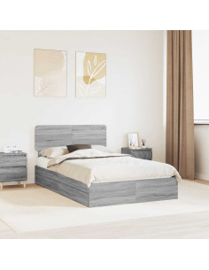 Letto con Contenitore con testiera Grigio Sonoma 135 x 190 cm