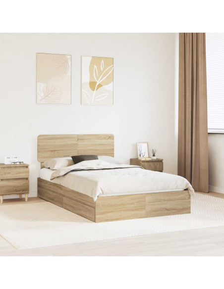 Letto con Contenitore con testiera Rovere Sonoma 120 x 190 cm