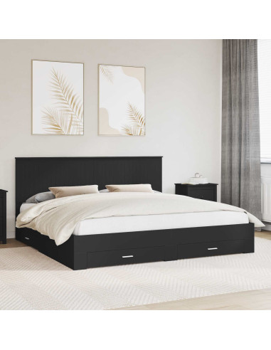 Struttura del letto con testiera Nero e Argento 200 x 200 cm