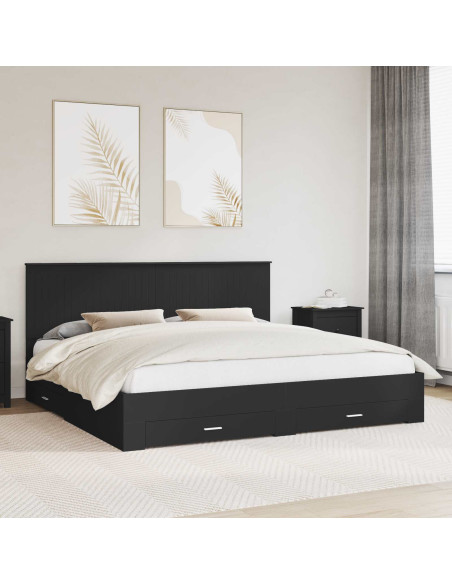 Struttura del letto con testiera Nero e Argento 200 x 200 cm