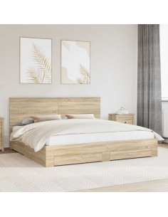 Struttura del letto con testiera Rovere Sonoma 200 x 200 cm