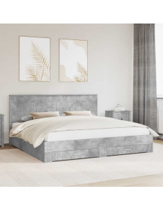 Struttura del letto con testiera Grigio cemento 200 x 200 cm