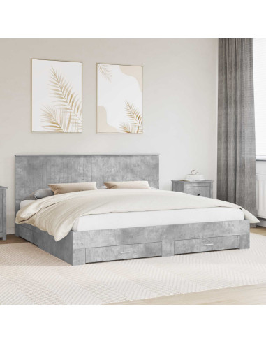 Struttura del letto con testiera Grigio cemento 200 x 200 cm