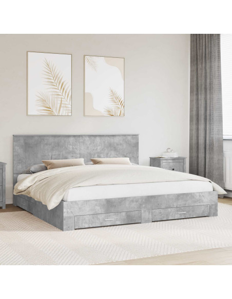 Struttura del letto con testiera Grigio cemento 200 x 200 cm
