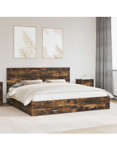 Struttura del letto Rovere fumé 200 x 200 cm Legno multistrato