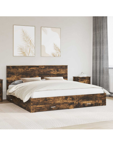 Struttura del letto Rovere fumé 200 x 200 cm Legno multistrato