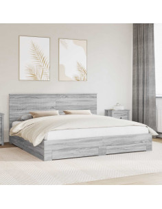 Struttura del letto con testiera Grigio Sonoma 200 x 200 cm