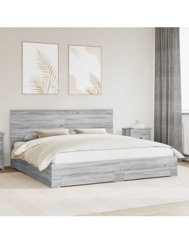 Struttura del letto con testiera Grigio Sonoma 200 x 200 cm