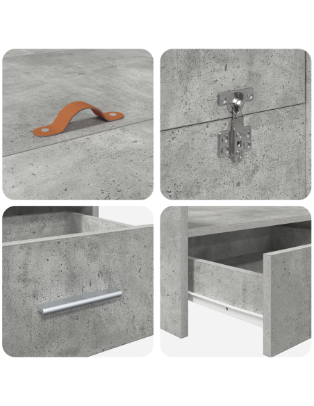 Struttura letto con contenitore Grigio cemento 160 x 200 cm