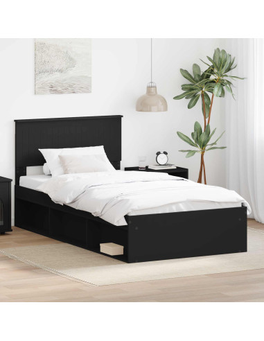 Struttura del letto Nero 100 x 200 cm Pino massello