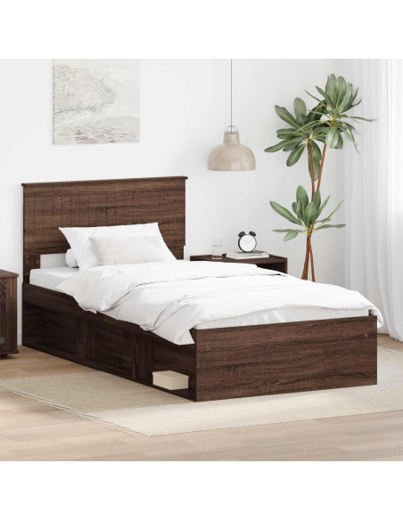 Struttura del letto Rovere Marrone 100 x 200 cm Pino massello